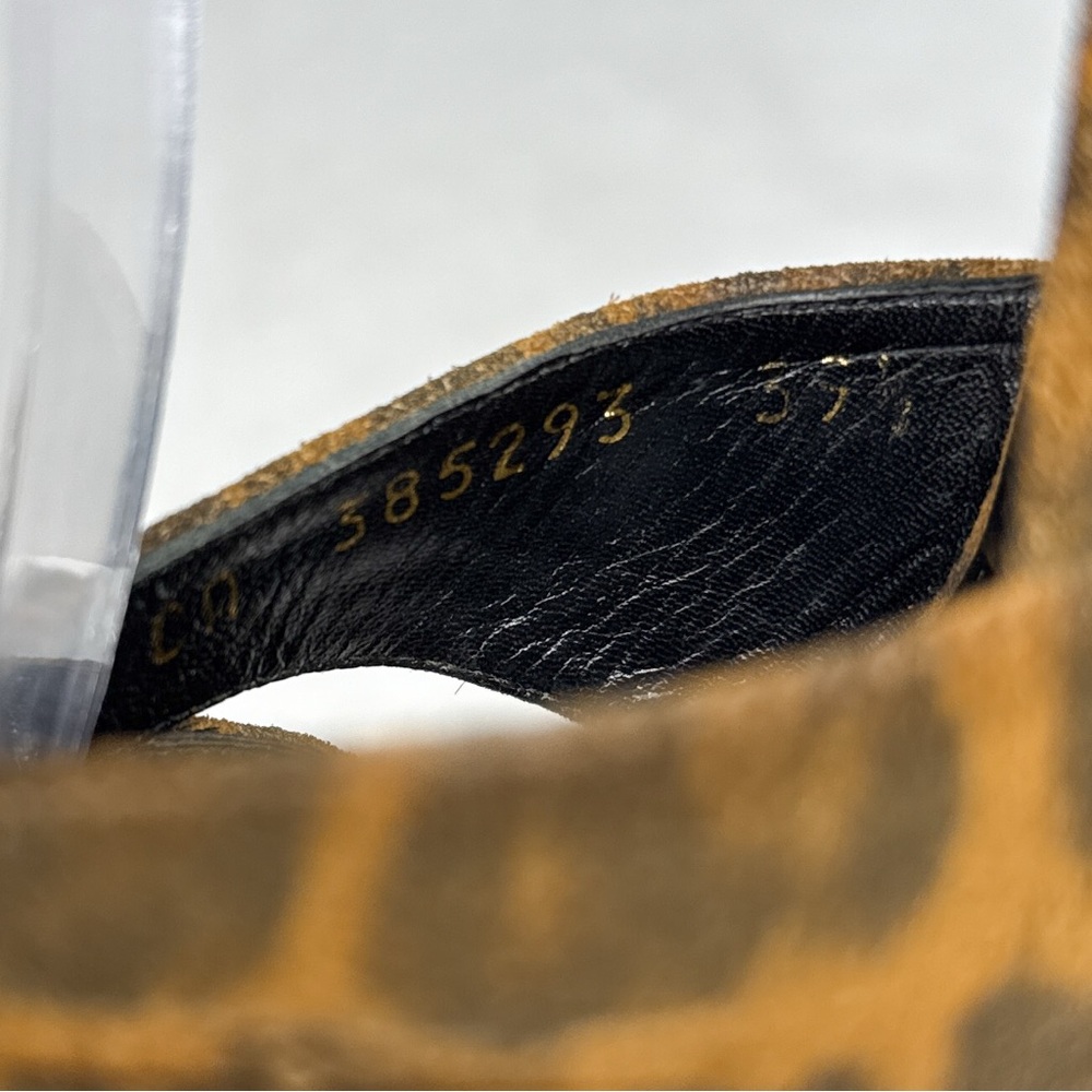 Saint Laurent Bianca Bow 105 Leopard Suede Platform Stiletto Sandal Heels Brown - Picture 11 of 16